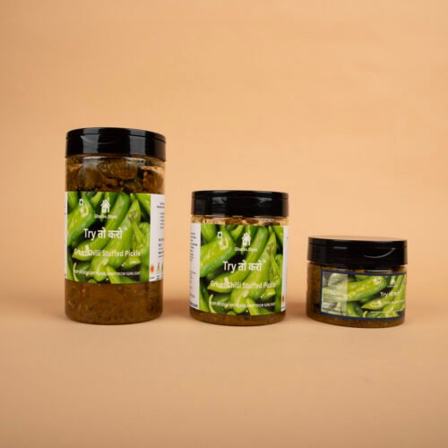 Hari Mirch ka Bharwa Achaar - Stuffed Green Chilli Pickle - Spicy (Mustard Oil)