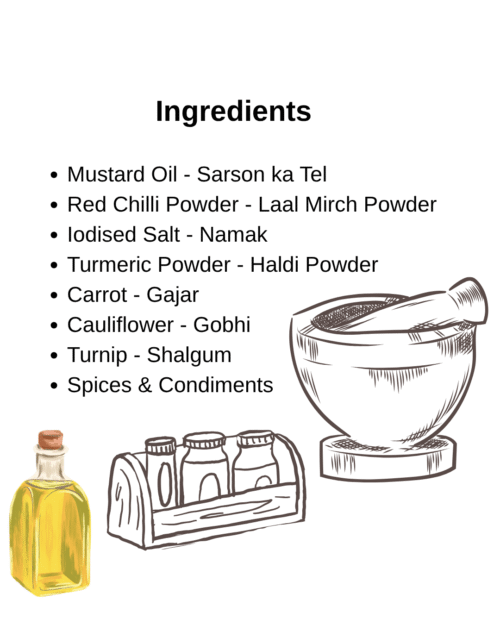 Gajar Gobhi Shalgum ka Achaar | Carrot Cauliflower Turnip Mix Pickle - Tangy (Mustard Oil)
