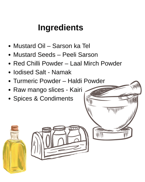 Punjabi Aam ka Achaar | Kairi | Raw Mango Pickle - Spicy (Mustard Oil)